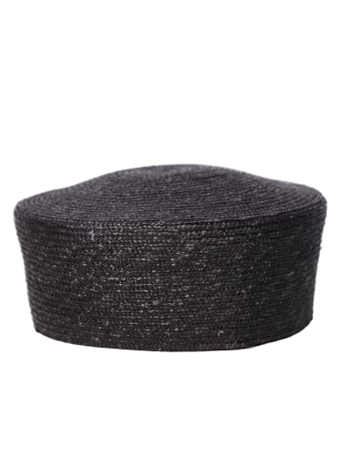 HIMESPORT Straw Pillbox Hats for Women Ladies Elegant Wedding Formal Church Tea Party Cocktail Hat - color: Black