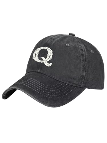 A-Z Letter Printing Trucker Hat for Men and Women, Washed Cotton Vintage Adjustable Baseball Cap, Sun Hat Dad Hat Gift - color: Black