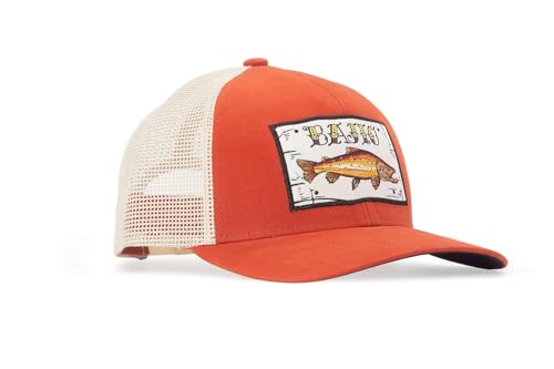Bajío Fishing Hat - Performance, Corduroy and Twill Trucker Snapback - color: Brown Trout - Orange - Patch