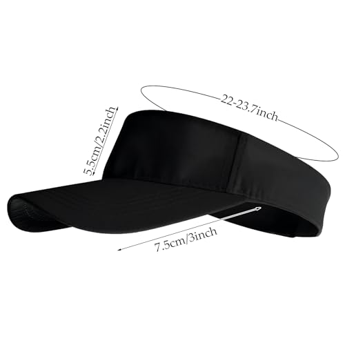Sports Sun Visor Hat for Women Men Adjustable Lightweight Quick Dry Sun Visor for Golf Tennis Running Outdoor Sports - color: Black