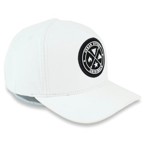 Urban Effort Trucker Hat for Men & Women, Mesh Back Baseball Cap, 5 Panel - color: White + Black Patch, style: Classic Snapback