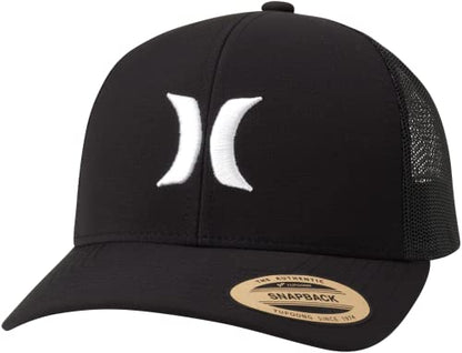 Hurley Mens Cap Del Mar Mesh Panel Trucker Hat with Snap Back - color: Black/White