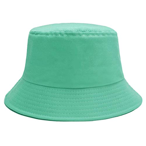 Bucket Hat for Women Men, Reversible Cotton Summer Sun Beach Cap Solid Color Style - color: A-green
