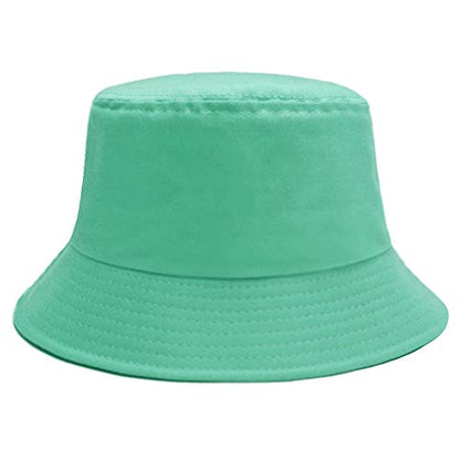Bucket Hat for Women Men, Reversible Cotton Summer Sun Beach Cap Solid Color Style - color: A-green