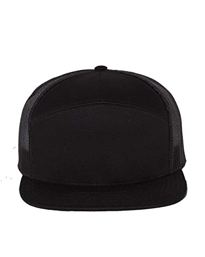 Seven-Panel Trucker Richardson Leather Patch Cap - color: Black, size: One Size