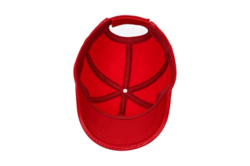 Genuine Leather Unisex Baseball Cap - color: Red