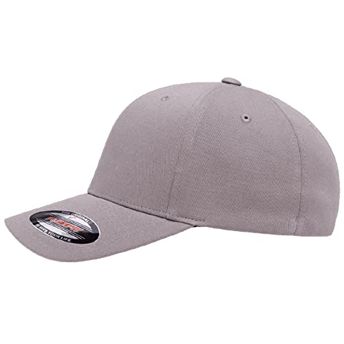 Flexfit 5001 Standard Cotton Twill 6-Panel Fitted Baseball Cap - color: Grey, size: Small-Medium