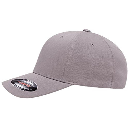 Flexfit 5001 Standard Cotton Twill 6-Panel Fitted Baseball Cap - color: Grey, size: Small-Medium