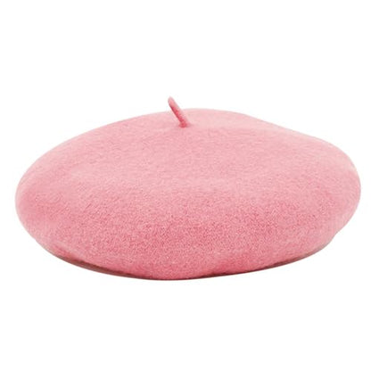 Women Beret Classic French Hat - Elegent Black Wool Beret for Party Romantic French Themed Fancy Dress(Size:S/M) - color: Pink