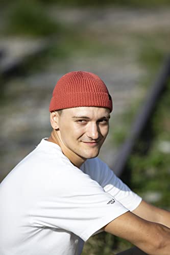 Fisherman Beanie Hats for Men Women,Knit Trawler Skull Cap,Watch Cap,Spring Fall Winter Warm Short Hats - color: (Cotton)-rust-m