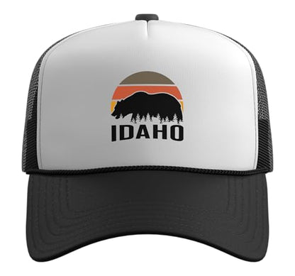 Idaho Trucker Hat with Adjustable Mesh Back - color: Black/White