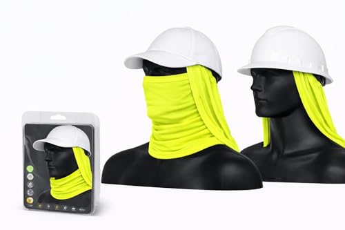 Sun Protection 3-In-1 Shade for Head with Built-In Neck Gaiter & Face Mask | Evaporative Cooling | Sun Guard | Neck Drape - color: High Visibility Yellow (Osha Color)