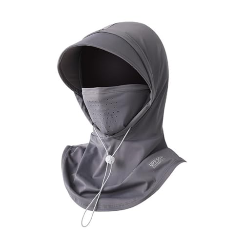 3-in-1 Cooling Breathable Balaclava Face Mask with Nose Mesh Sun UV Protection Hood Full Head Cover Women Outdoor - color: Dark Gray