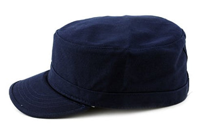 NYFASHION101 Fashionable Solid Color Unisex Fitted Army Military Cadet Cap - color: Navy, size: Medium