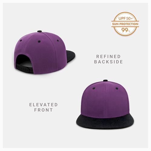 CHOK.LIDS Classic Snapback Flat Bill Hat Blank Adjustable Baseball Cap - color: Purple/Black