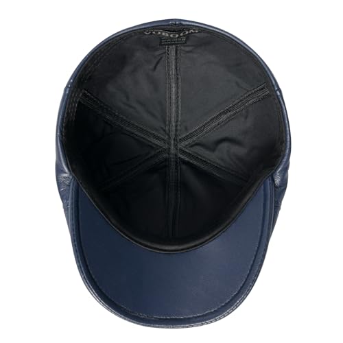 VOBOOM Leather Ivy Newsboy Caps 6 Panel Cabbie Beret Hat - color: Navy, size: 7 1/2
