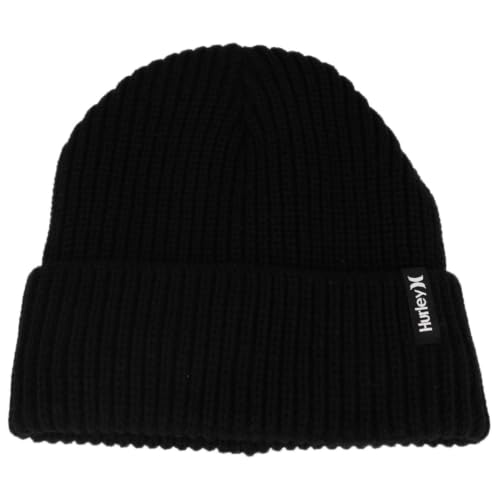 Hurley Mens Icon Knit Cuffed Beanie - color: Black Fleece