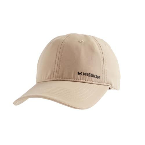 MISSION Cooling Performance Hat, Unstructured Low-Profile Adjustable Fit - UPF 50 - for Running, Workouts & Outdoors - color: Khaki