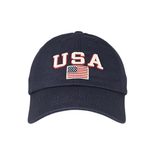 E BY ELIDAN USA Hat, Embroidered American Flag Baseball Cap for Men Women - color: Navy With Usa Flag