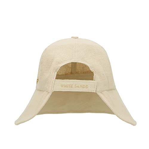 WHITE SANDS MOJA Linen Blend Victorian Bonnet Hat Sun Cap, Foldable Summer Visor | NEW Katy - color: Beige