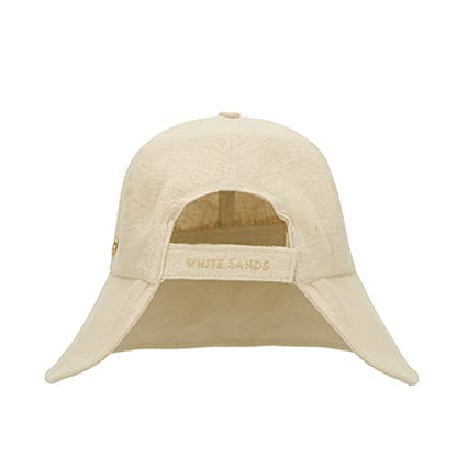 WHITE SANDS MOJA Linen Blend Victorian Bonnet Hat Sun Cap, Foldable Summer Visor | NEW Katy - color: Beige