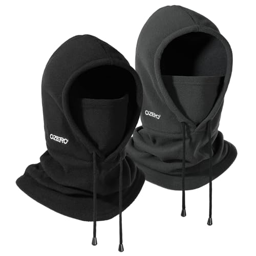 OZERO Face Balaclava Ski Mask: Windproof Thermal Convertible for Men Women - color: 2pack Black&grey