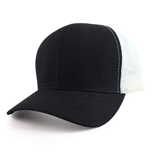 Trendy Apparel Shop Oversize XXL Structured Trucker Mesh Baseball Cap - color: Black White