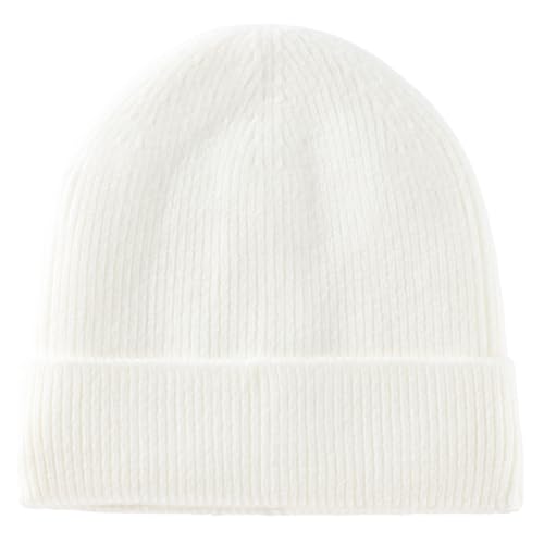 Connectyle Kids Beanie Hat Warm Winter Hats for Boys Girls Fleece Lined Knit Kids Hat for Ages 1-5 - color: White