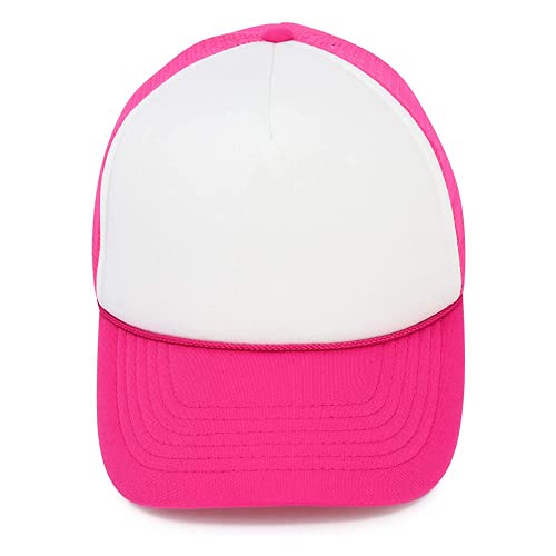 MR.R Sublimation Blanks Polyester Mesh Cap Mesh Hat Two Tone Trucker Summer Mesh Cap with Adjustable Snapback,2pcs per Pack - color: Rose Red