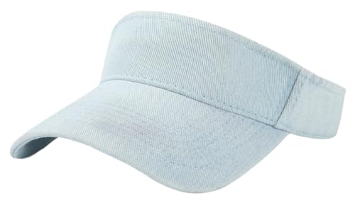 Washed Denim Sun Visors Women Adjustable Beach Sun Hat Cotton Empty Top Baseball Cap Golf Tennis Sports Hat for Men - color: Light-blue