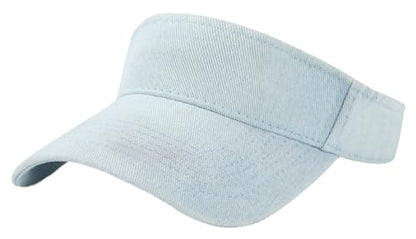 Washed Denim Sun Visors Women Adjustable Beach Sun Hat Cotton Empty Top Baseball Cap Golf Tennis Sports Hat for Men - color: Light-blue