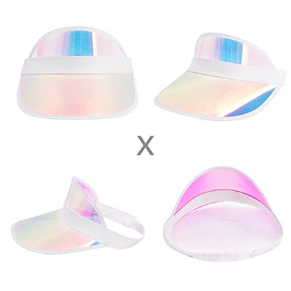 Giovacker Womens Mens PVC Clear Colorful Sun Visor Hats - color: Pink With White Border
