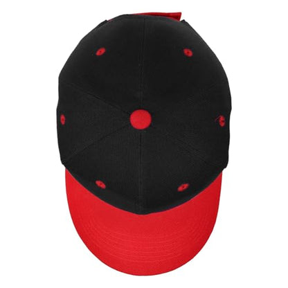 Falari Wholesale Bulk Lot 12-Pack Baseball Cap Adjustable Size Plain Blank Solid Color - color: Black/Red