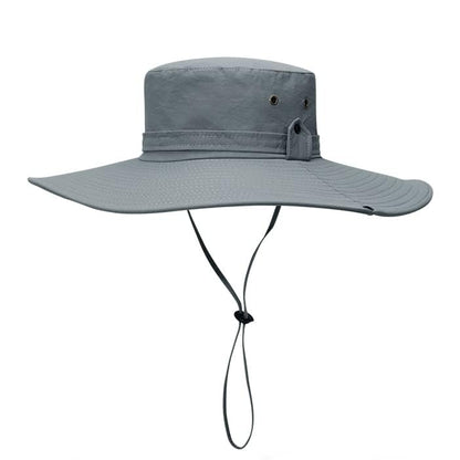 Waterproof Fishing Hat 12CM Wide Brim Sun Hat for Women Mens Packable Bucket hat- UPF 50 for Outdoor Gardening Beach Hats - color: Light Gray