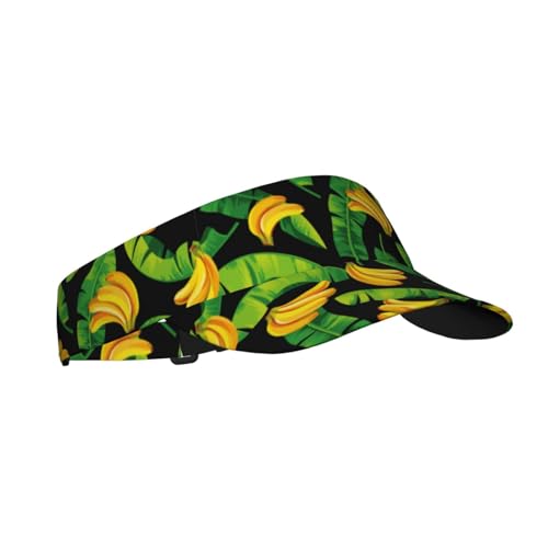 Sports Sun Visor Hats Adjustable Men Women Lightweight Packable Cooling Empty Top Visor Hat for Running, Tennis, Golf - color: Banana Leaves, size: 1-2