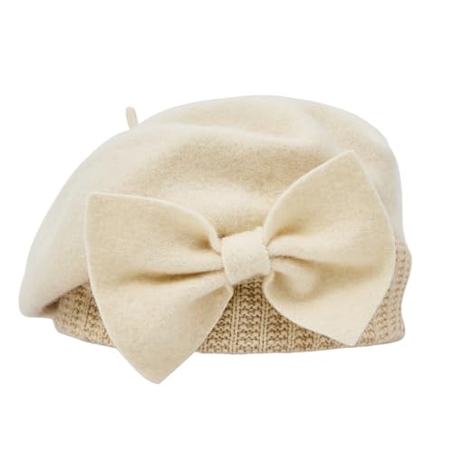 Century Star Lady French Beret Hats for Women Chic Wool Beret for Adults Fashionable Winter Warm Cap Beanie Hats - color: Cream White