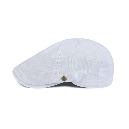 VOBOOM Cotton Flat Cabbie Hat Gatsby Ivy Irish Hunting Newsboy Cap - color: White