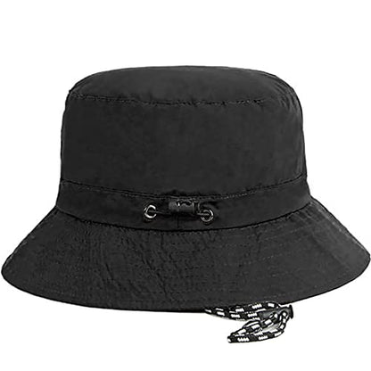 Waterproof Bucket Hat for Women and Men - UV Protection Beach Sun Hat Fishing Safari Boonie Hat Rain Hat Adjustable Packable - color: Black - Waterproof