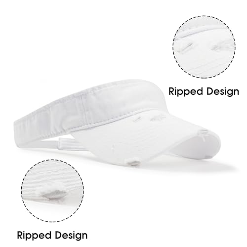 ANDICEQY Retro Ripped Sun Visor Hat, Baseball Sun Visors for Women and Men - color: Retro White