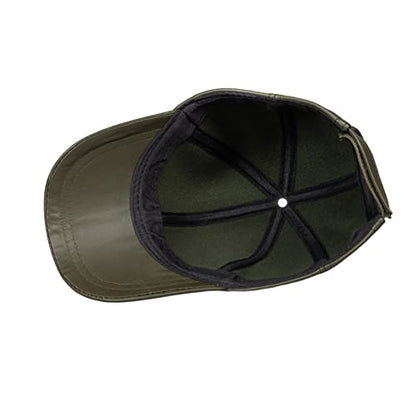 Genuine Leather Unisex Baseball Cap - color: Dark Green
