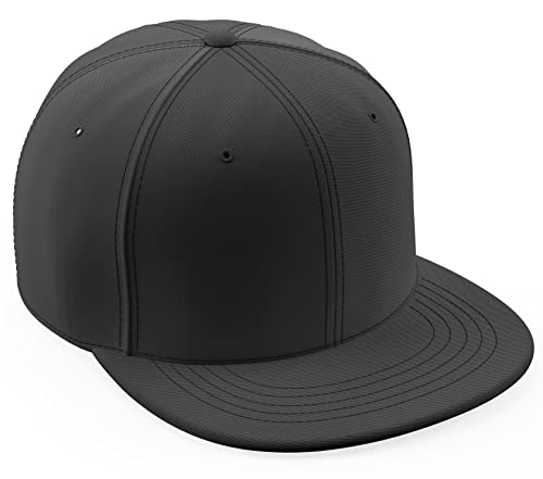 Daxton Classic Blank Snapback Flat Bill Visor Hat Cap One Size Adjustable Back - color: Black Black