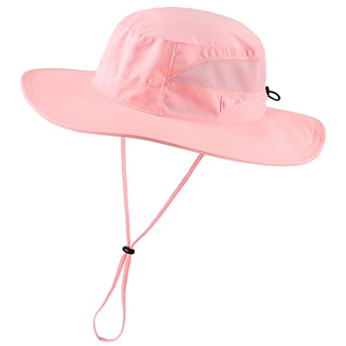 Connectyle Women's UPF 50+ Sun Hat UV Protection Wide Brim Bucket Hat Summer Beach Hats Fishing Hiking Outdoor Safari Hats - color: Pink