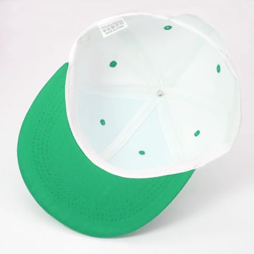 Snapback Hat Flat Bill Visor Hats Adjustable Hip Hop Baseball Cap for Women Men - color: White Green