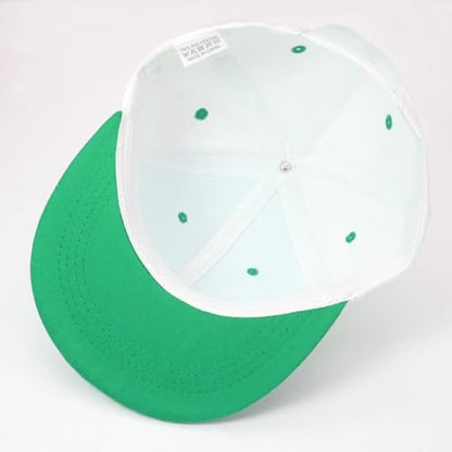 Snapback Hat Flat Bill Visor Hats Adjustable Hip Hop Baseball Cap for Women Men - color: White Green