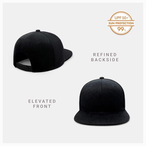 CHOK.LIDS Classic Snapback Flat Bill Hat Blank Adjustable Baseball Cap - color: Black