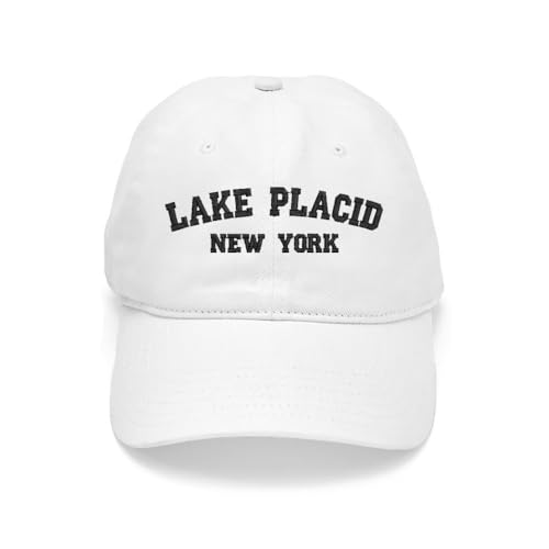 Lake Placid New York Embroidered Cotton Baseball Cap hat - color: White