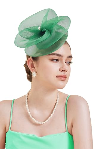 Gionforsy Women Fascinators Hats Tea Party Hats Accessories for Women - color: Green