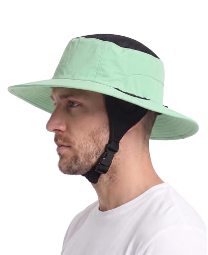 Home Prefer Surf Bucket Hat with Chin Straps Snorkel Hole for Men Women - color: Mint Green