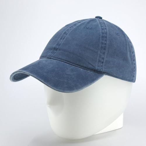 Classic Blank Dad Hat Cotton Adjustable Strap Baseball Cap - color: Navy Washed