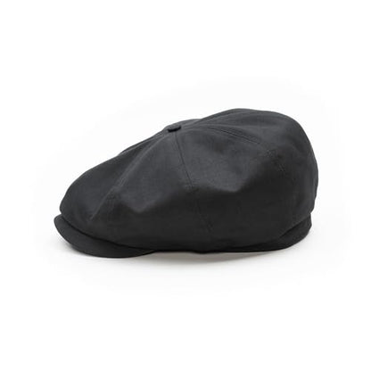 Sterkowski Shelby Paperboy Hat | 100% Softened Cotton Newsboy Cap for Men | 8 Panel Peaky Style - color: Black, size: 7 1/2